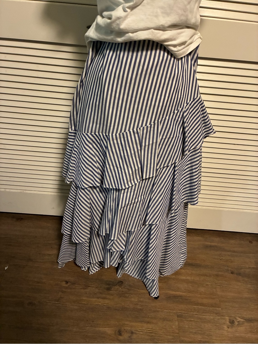 Banana Republic Blue and White Striped Tiered High-Low Skirt
